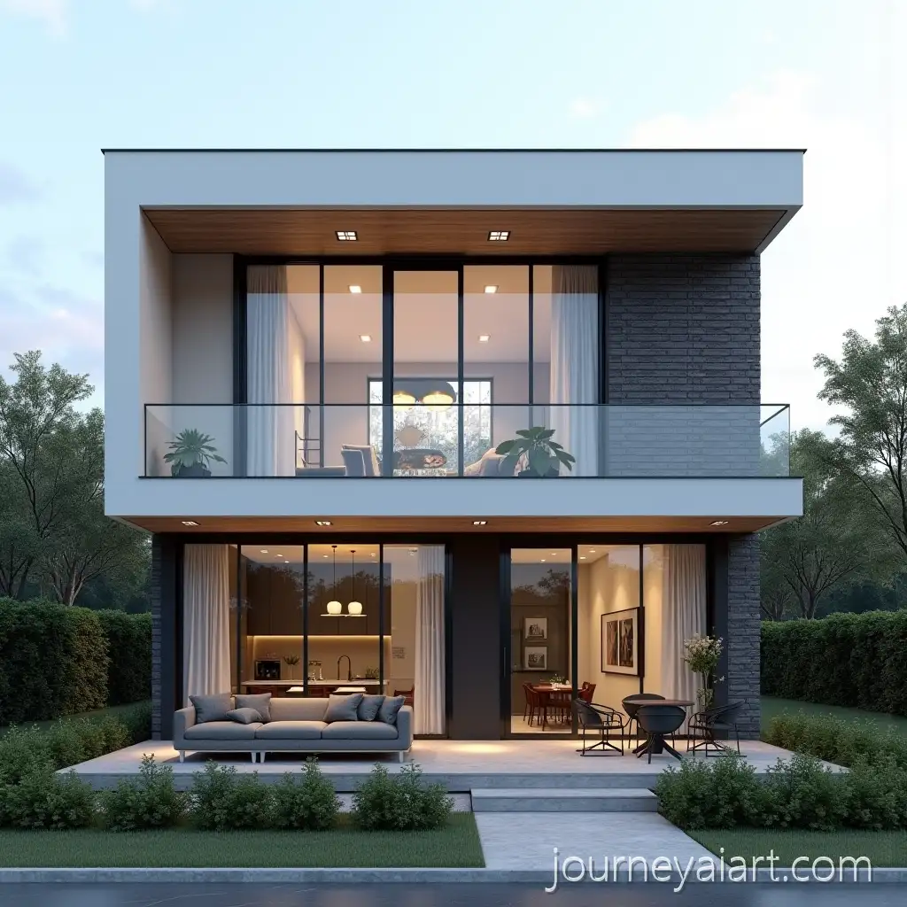 Modern-HighTech-OneStoryAI-Image-Prompt-Expansion-House-with-StainedGlass-Windows-and-Loft-Interior