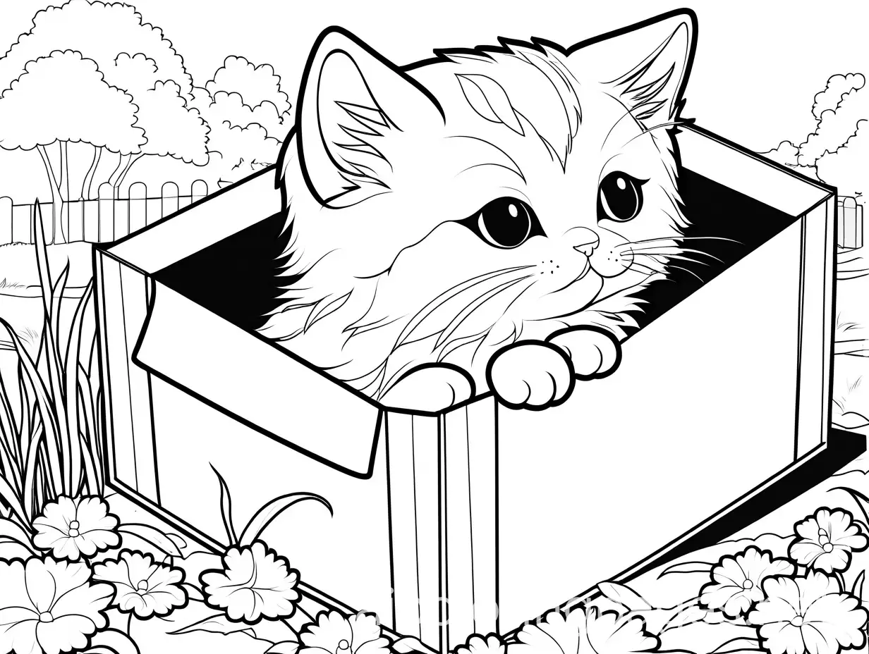 Sad-Abandoned-Kitten-in-Cardboard-Box-for-Coloring-Page