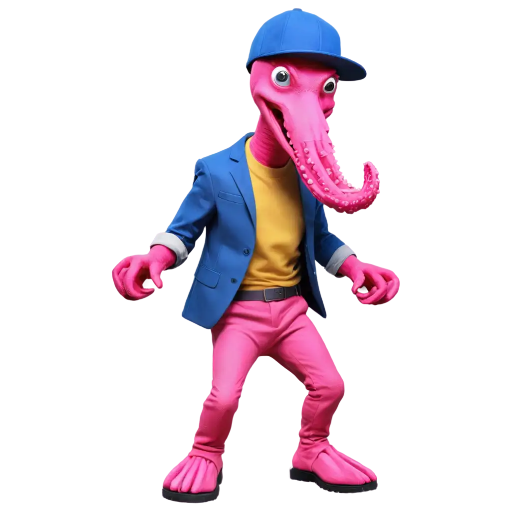 PNG-Image-Dinosaur-Rapper-Battling-a-Pink-Octopus