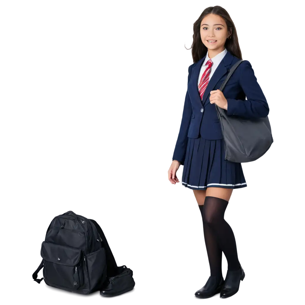 Stylish-College-Girl-in-Uniform-PNG-Perfect-for-EducationThemed-Designs