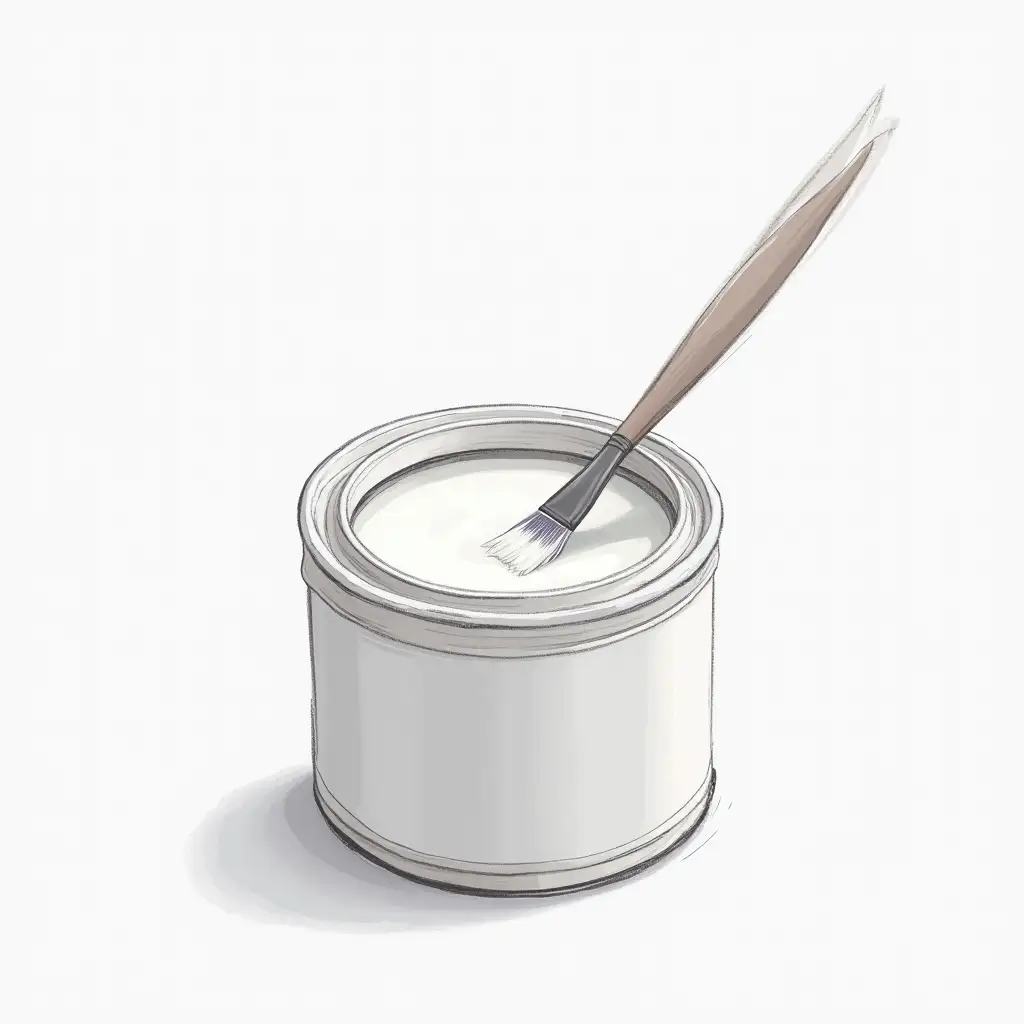 Sketch-of-White-Paint-Tin-with-Brush-Inside