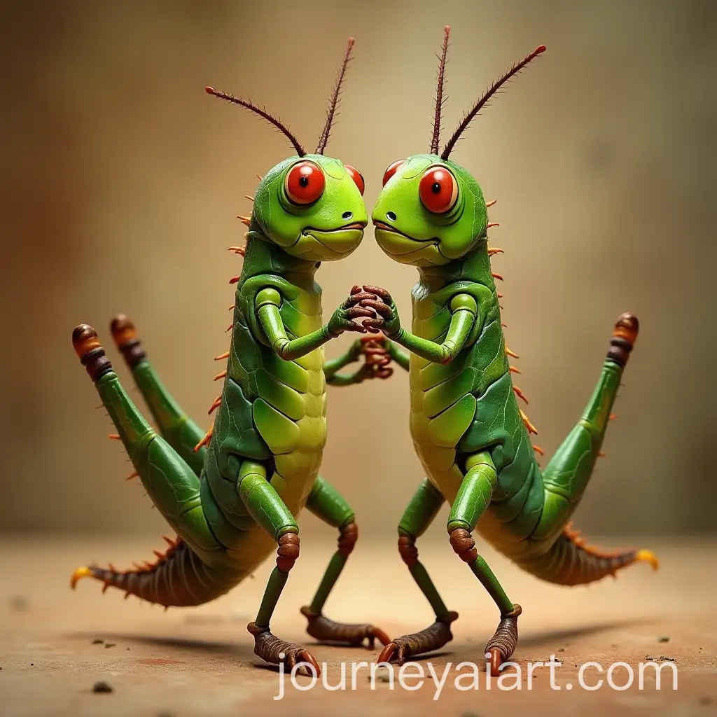 Two-Grasshoppers-Dancing-Bachata-Together-in-a-Playful-Display