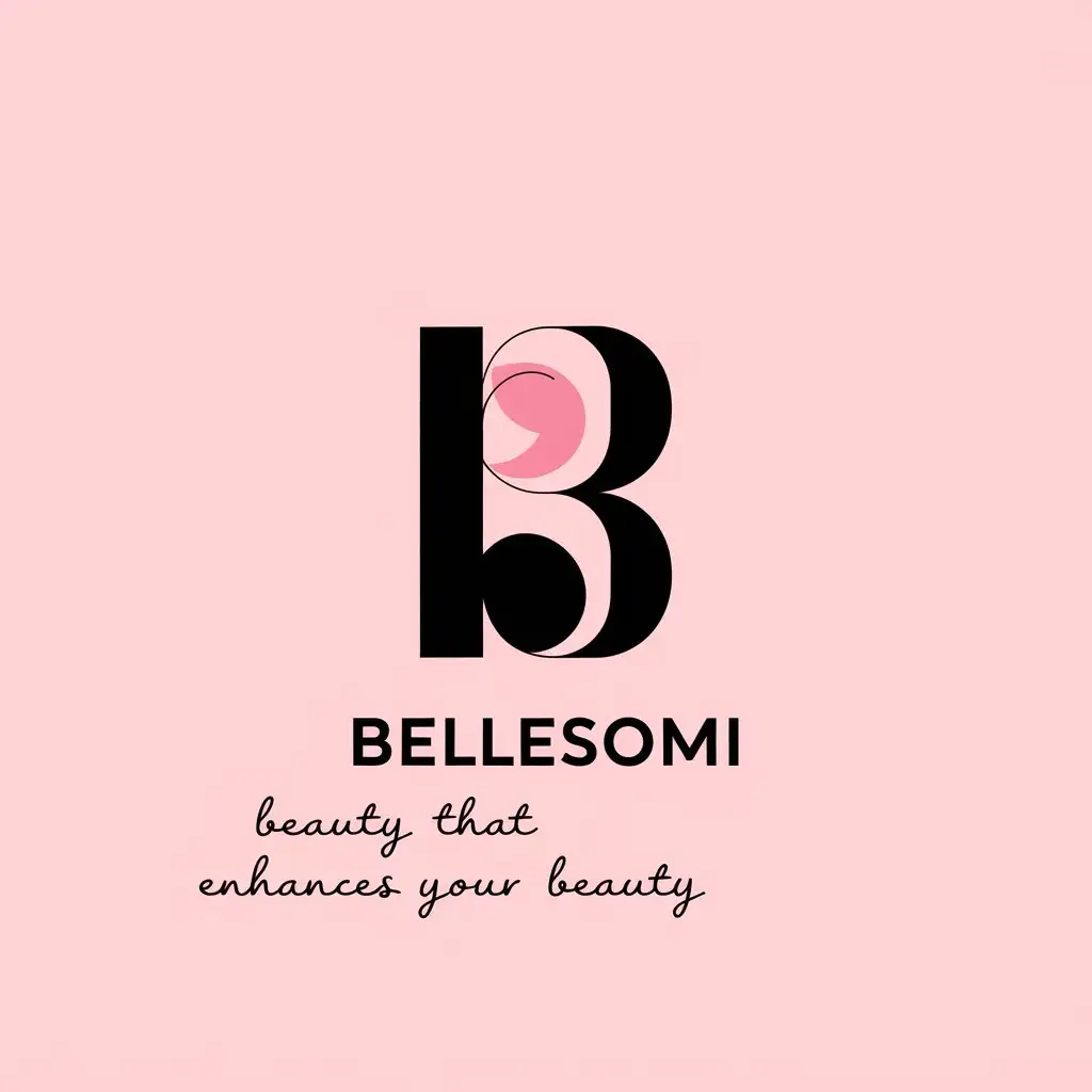 LOGO Design for Bellesomi Minimalistic Pink with B Symbol and Spreading Hands Theme