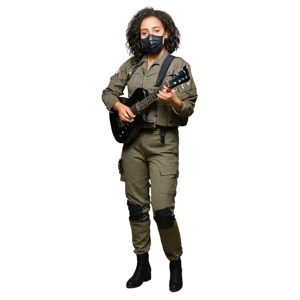 PNG-Image-Woman-with-Double-Respirator-Mask-and-Guitar-as-Weapon-in-Military-Gear