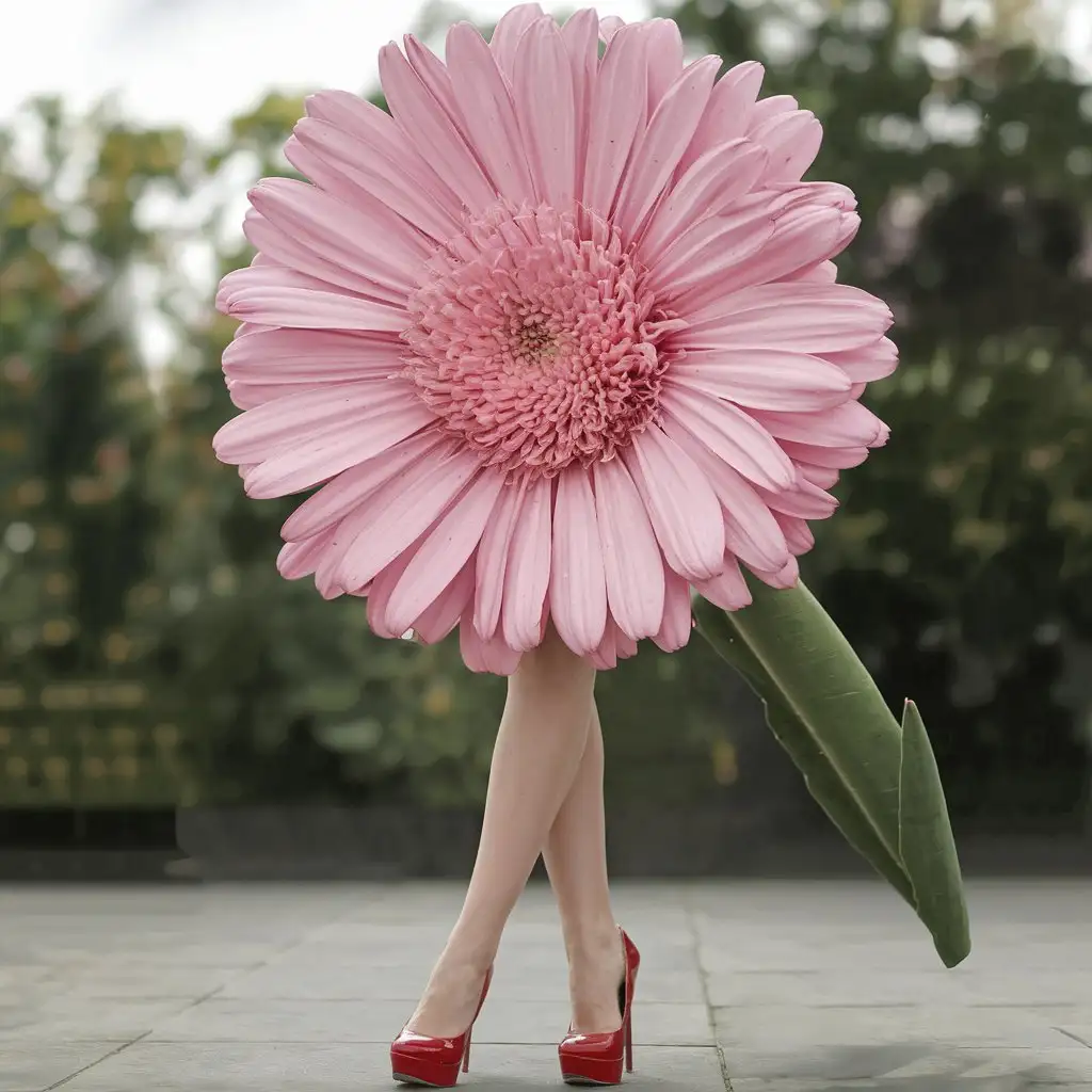 Elegant-Woman-with-Flower-Legs-in-Red-High-Heels