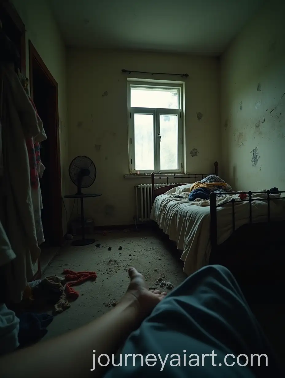 Messy-Bedroom-at-Dawn-with-Crumpled-Sheets-and-Cluttered-Floor