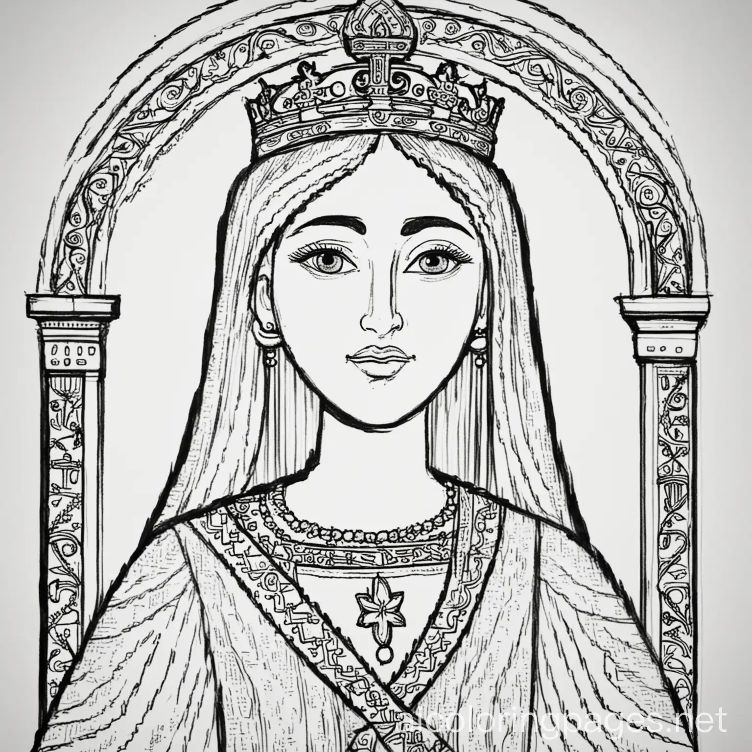 Queen-Isabel-I-of-Jerusalem-Coloring-Page-12th-Century-AD