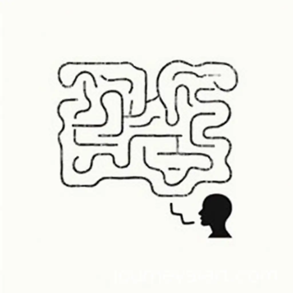 Abstract-Minimalist-Maze-with-Human-Profile-and-Thought-Connection