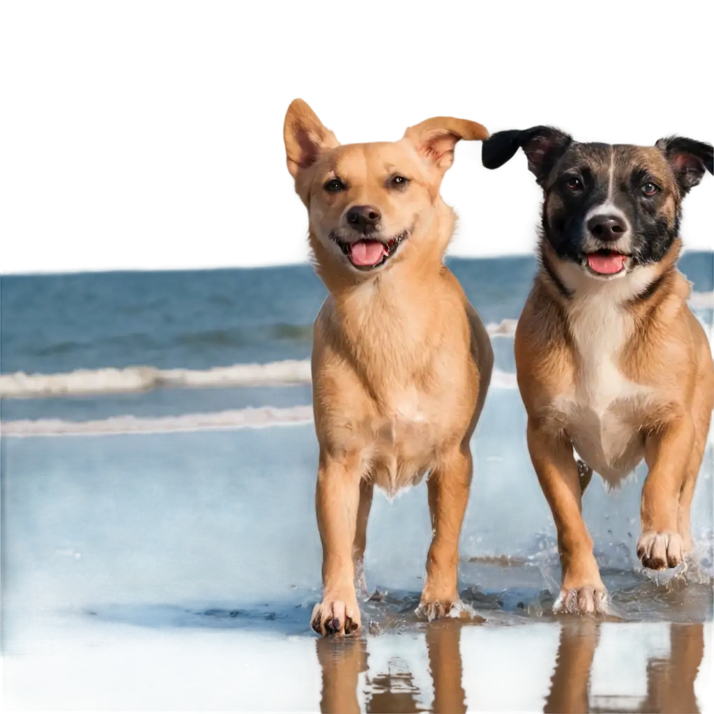 Two-Dogs-Playing-at-the-Beach-Vibrant-PNG-Image-Capturing-Playful-Canine-Moments