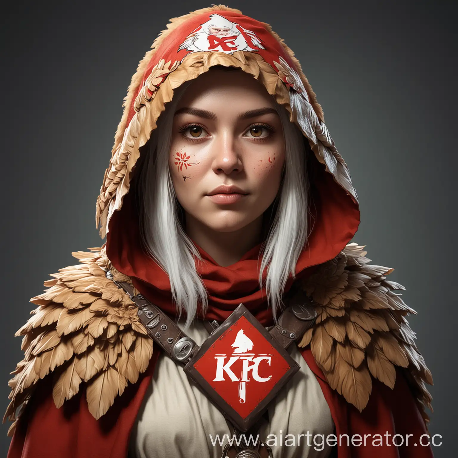 Female-Gnome-Druid-with-KFC-Emblem-Cloak-Transforming-into-Chicken