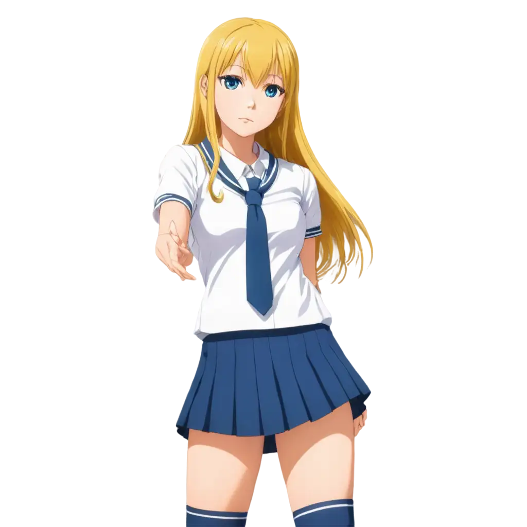 Anime-Girl-with-Yellow-Long-Hair-in-School-Uniform-PNG-Image