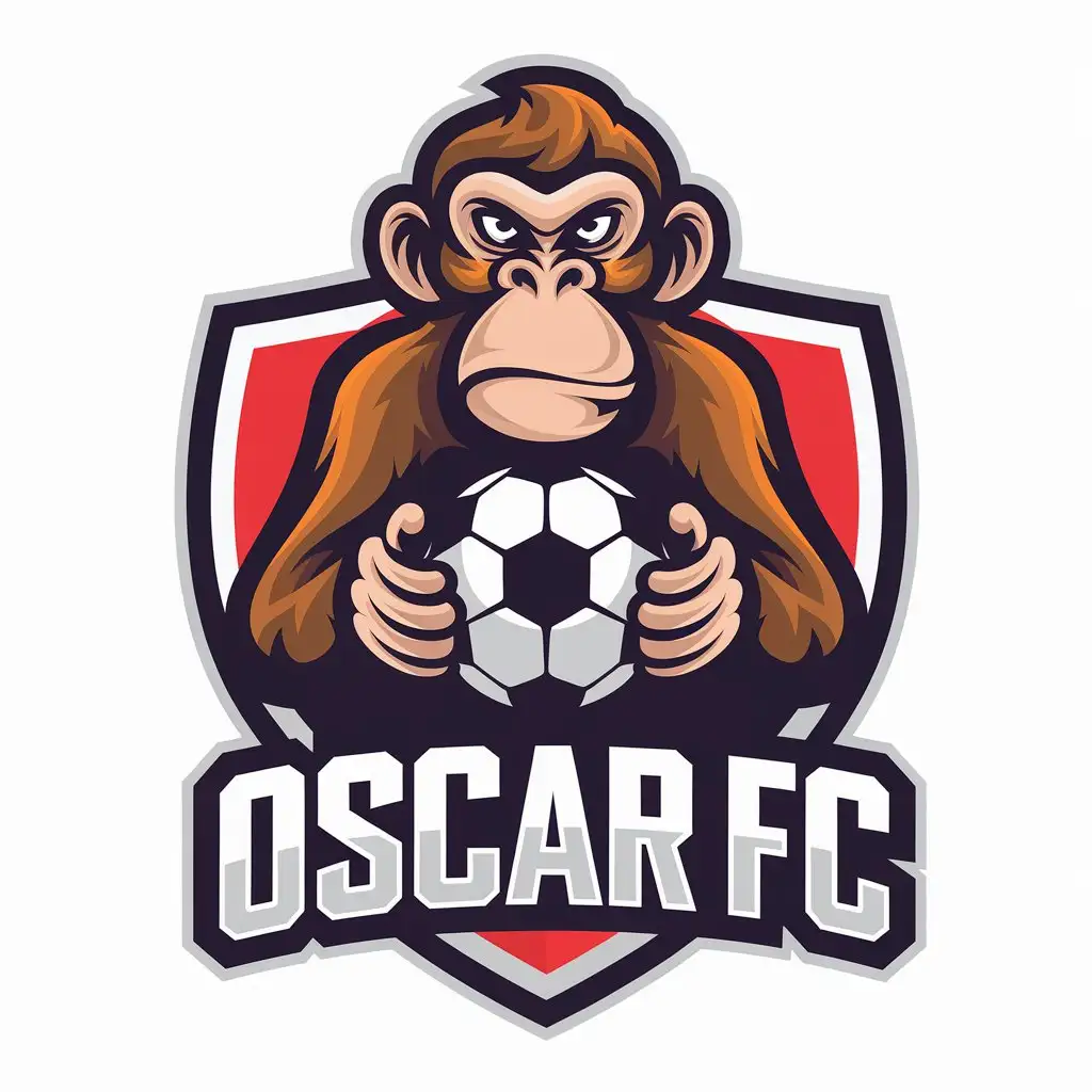 LOGO-Design-For-OSCAR-FC-Monkey-Funny-Vector-Logo-for-Sepak-Bola-Industry