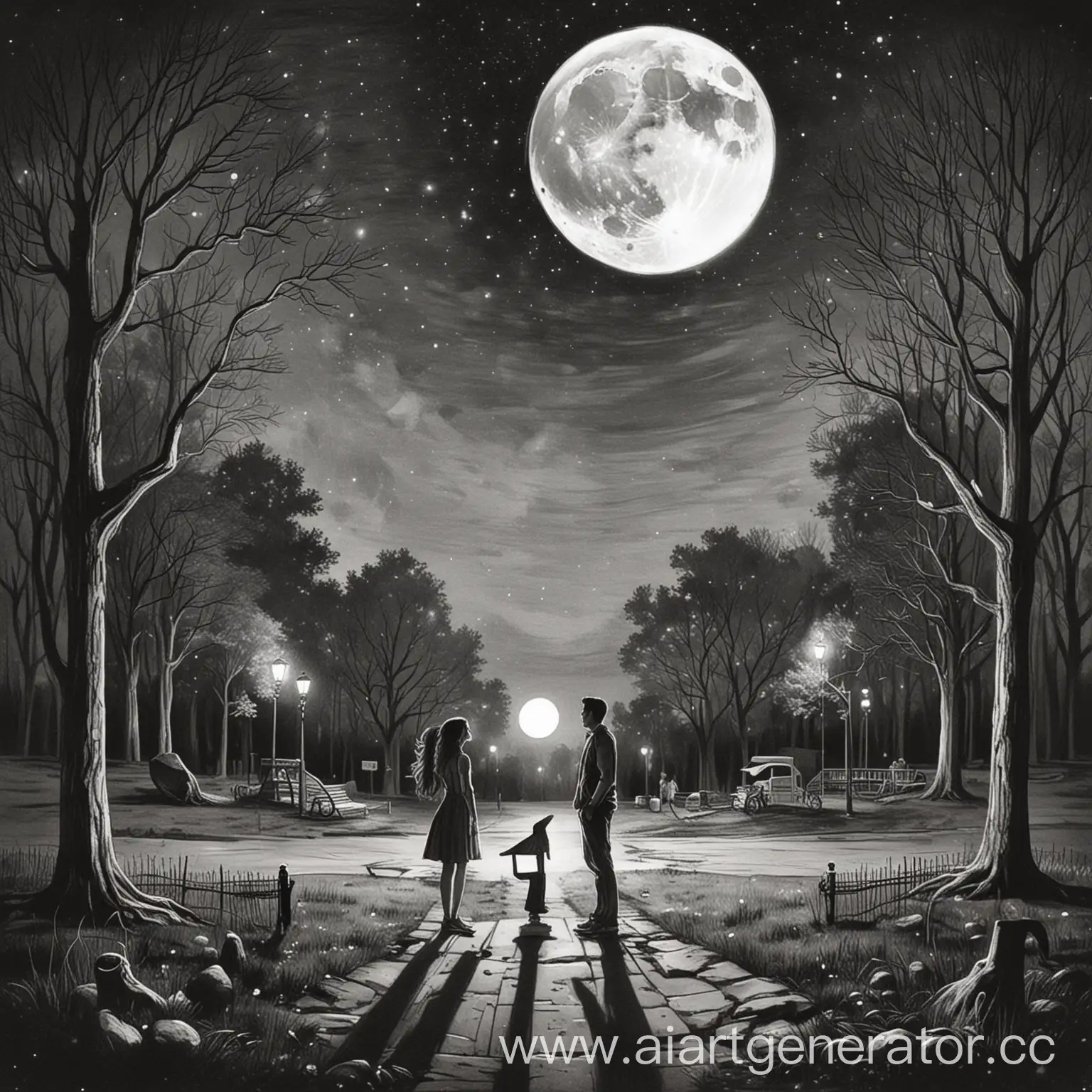 draw the source
1) a guy and a girl arguing with each other
2) the moon
3) a park each object separately from each other
it should turn out to be something like a collage everything you draw in the same style