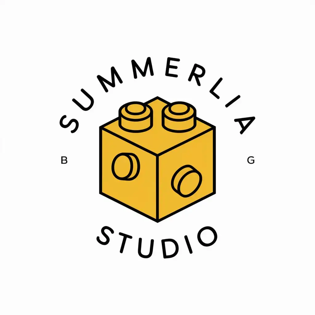 a vector logo design,with the text "summerlia studio", main symbol:Lego bricks,Moderate,be used in Internet industry,clear background