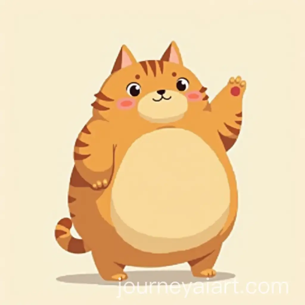 Chubby-Cartoon-Cat-Standing-Upright-with-Playful-Expression