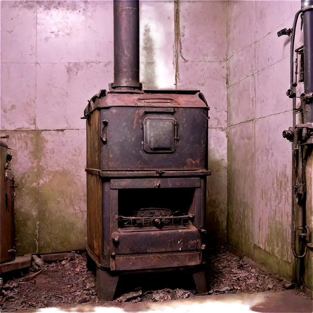 HighQuality-PNG-of-an-Old-Coal-Stove-in-a-Dirty-Boiler-Room-for-Enhanced-Visual-Appeal