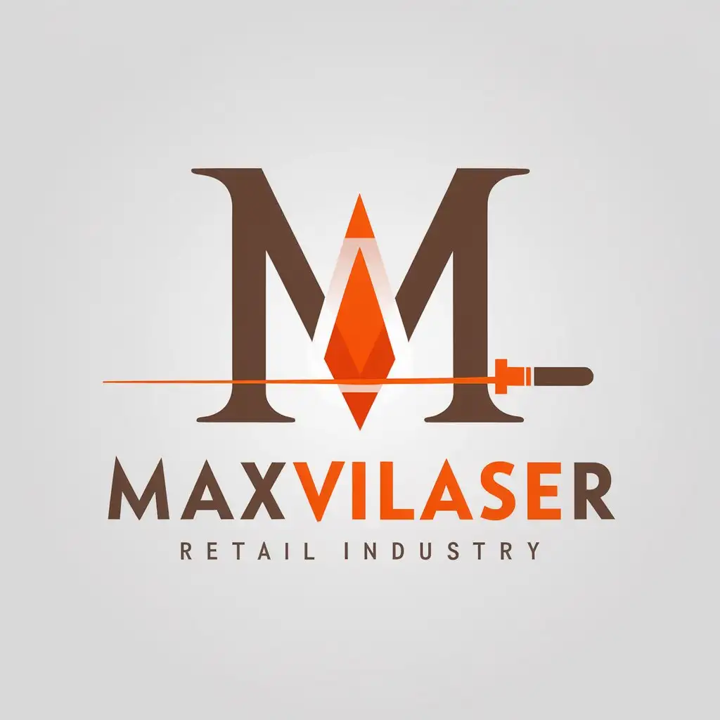 LOGO-Design-For-MaxViLaser-Orange-Brown-Letters-M-and-V-with-Focused-Laser-Beam