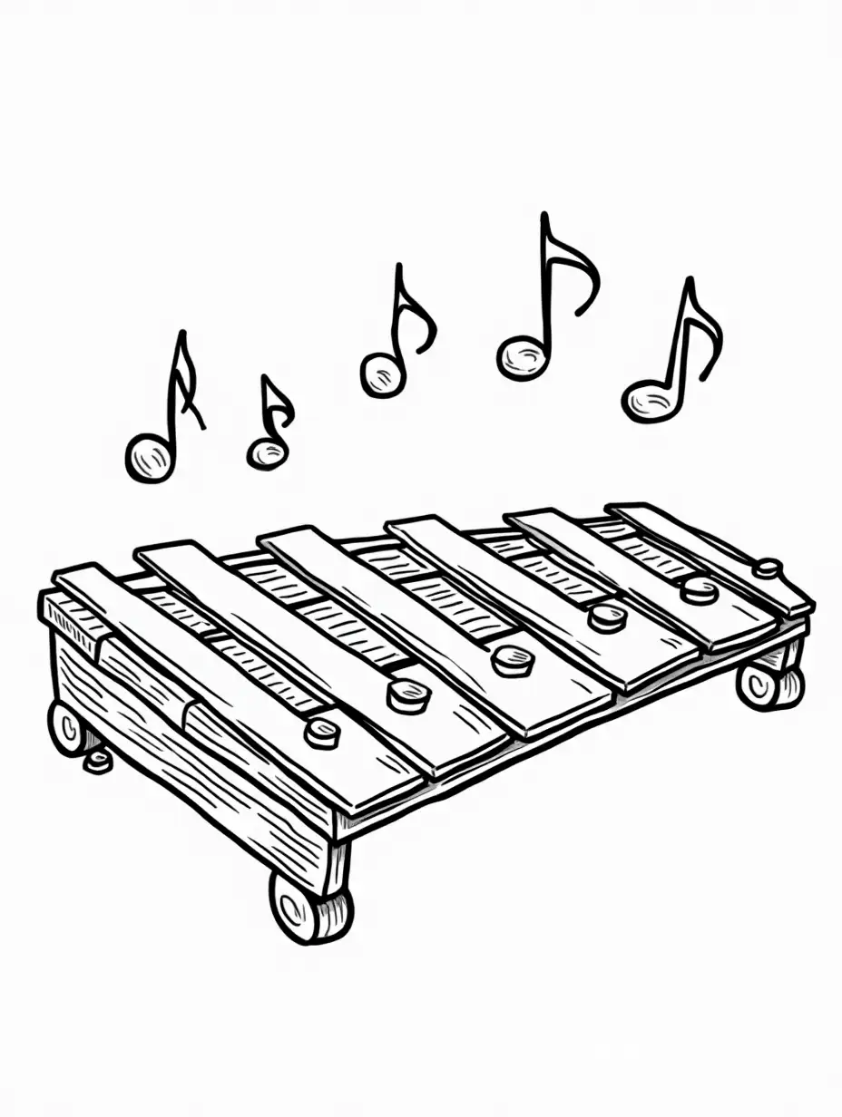 Xylophone-with-Notes-in-the-Background-for-Coloring-Book