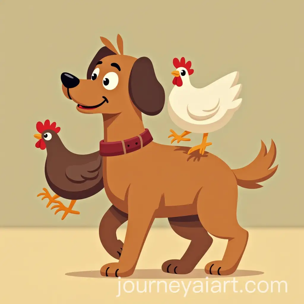 Dog-Carrying-a-Hen-in-an-Animated-Style