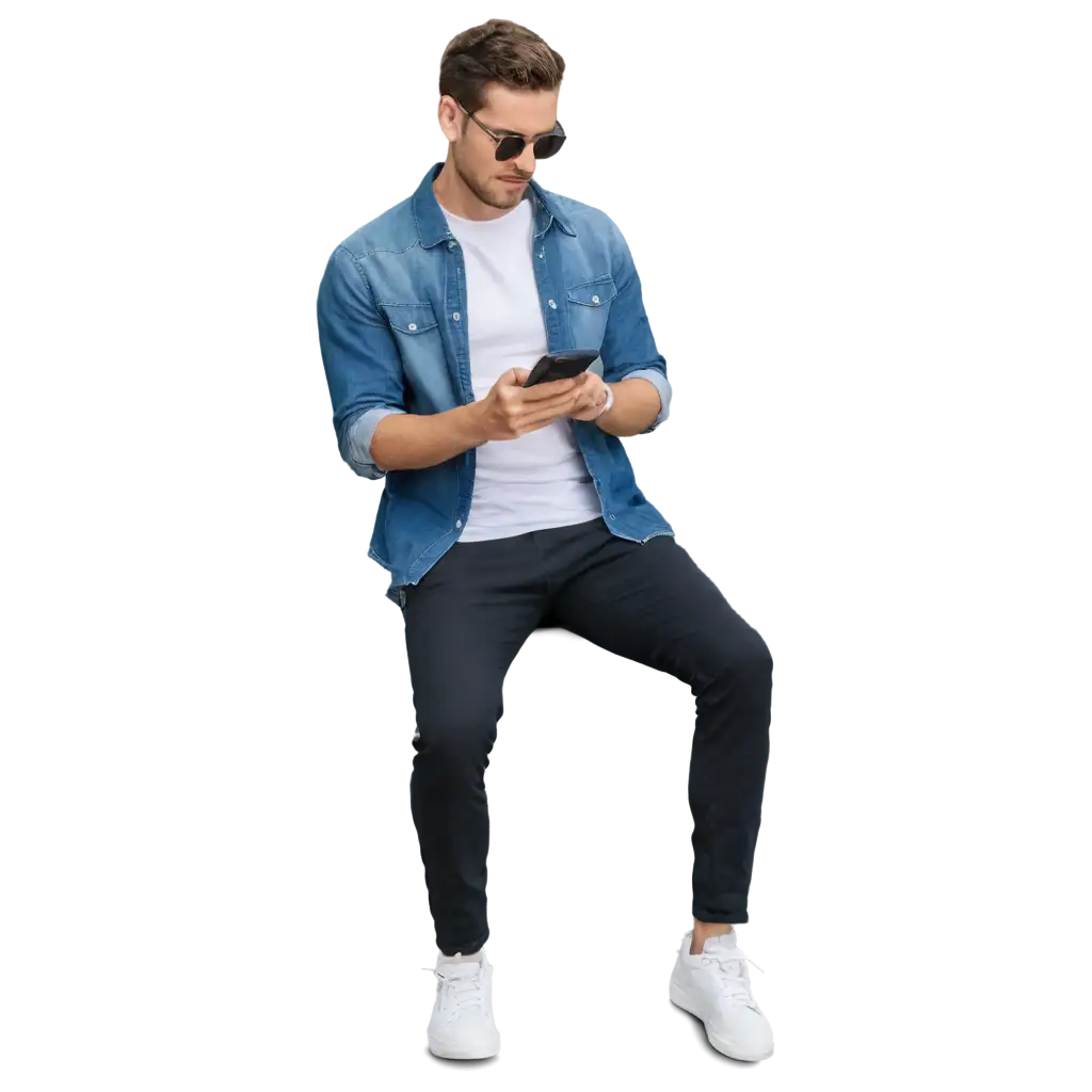 Casual-Man-Scrolling-on-Phone-PNG-Image-for-Modern-Lifestyle-Themes