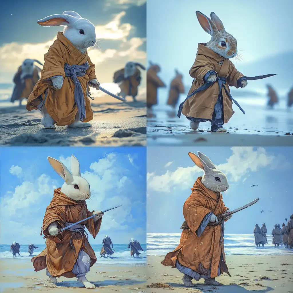 BunnyAI-Art-Prompt-Expansion-in-Monk-Robe-Walking-on-a-Beach
