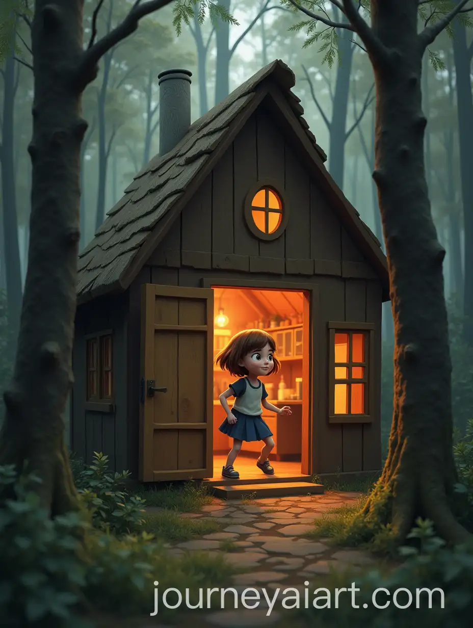 Cozy-Hut-Interior-with-Energetic-Teenage-Girl