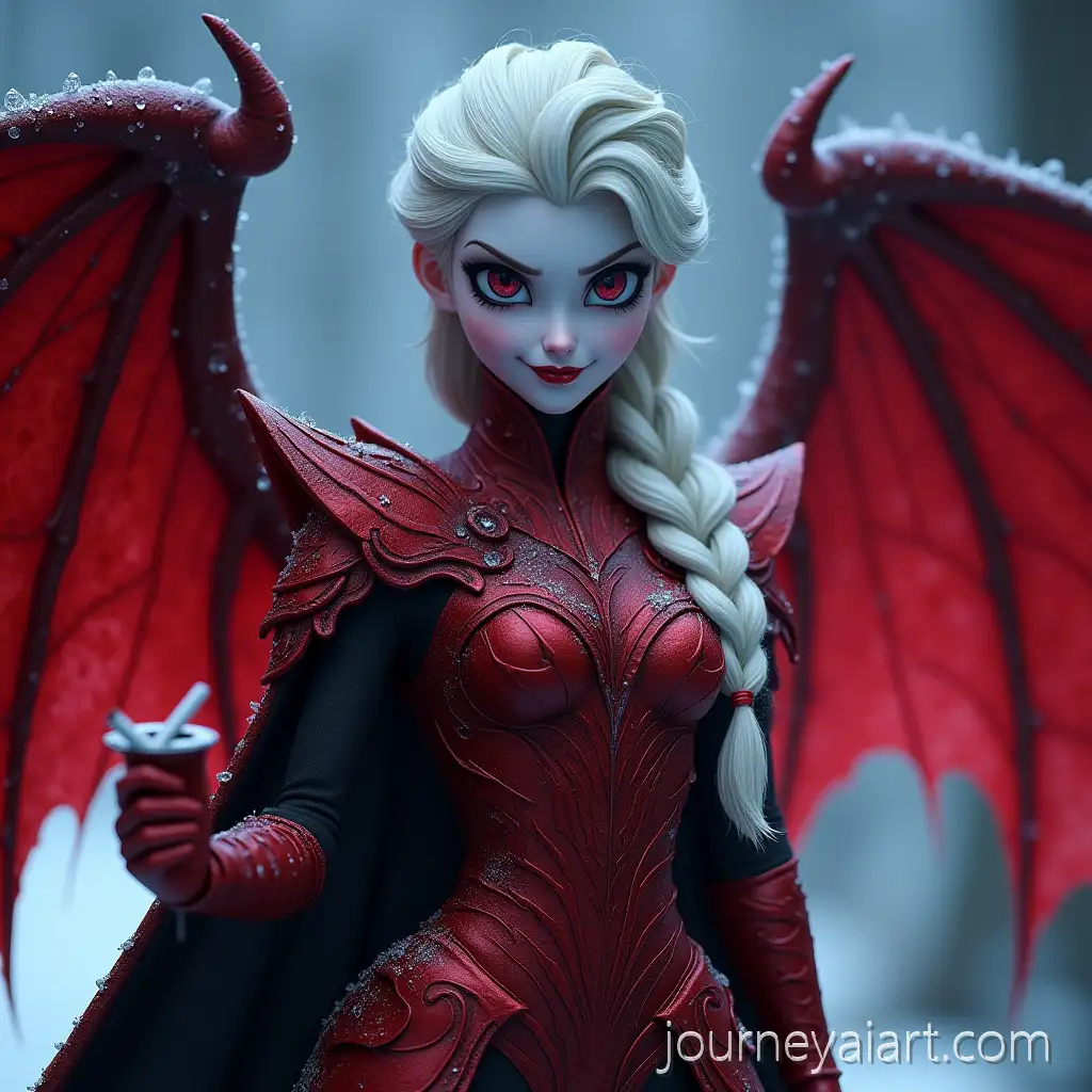 Evil-Villain-Dark-Version-of-Elsa-from-Frozen-with-Red-Ice-Valkyrie-Armor-and-Wings