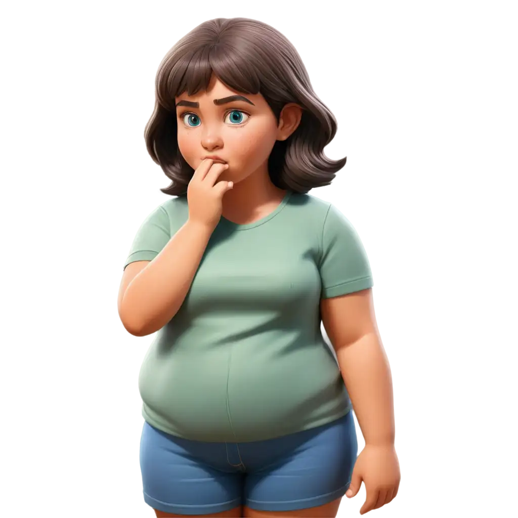 Cartoon-Fat-Skinny-Girl-Picking-Her-Nose-PNG-A-Unique-and-Vibrant-Illustration