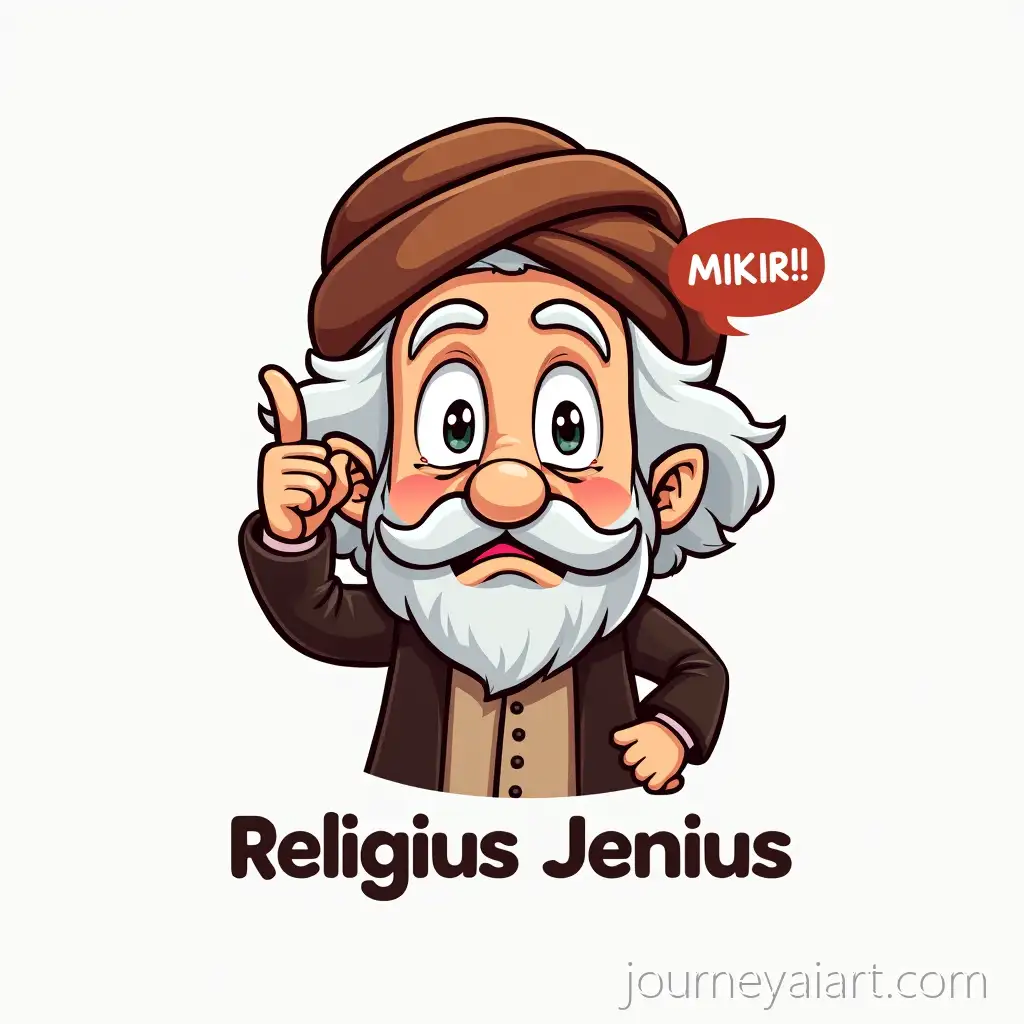 Cartoon-Logo-of-ReligiReligius-Jenius-logous-Jenius-Featuring-a-MiddleAged-Man-with-Turban-and-EinsteinLike-Features