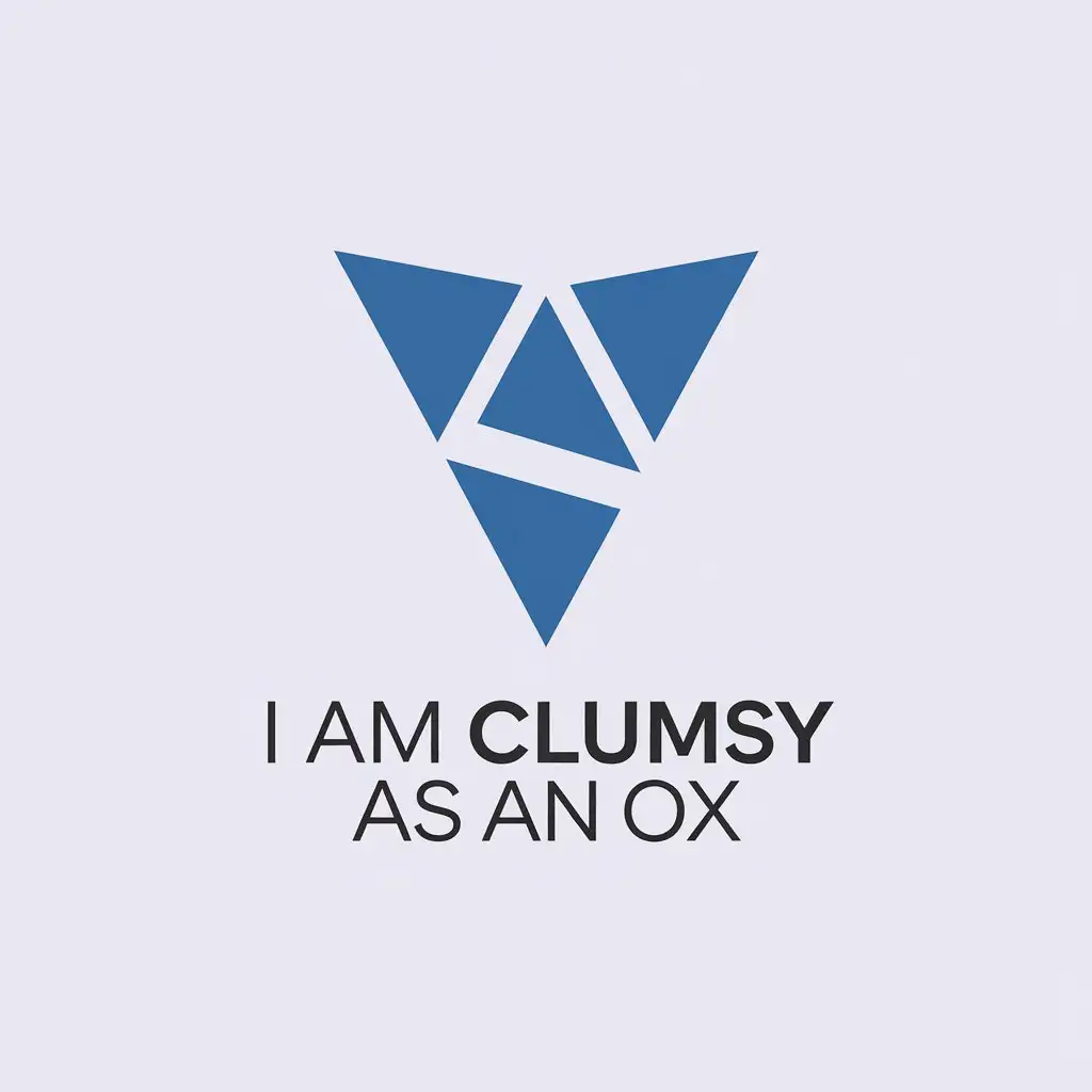 LOGO Design for I am Clumsy as an Ox Two Blue Triangles in Minimalistic Style for Entertainment Industry