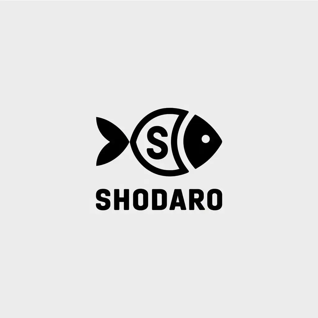 a vector logo design,with the text "Shodaro", main symbol:fish,Minimalistic,be used in fishing industry,clear background