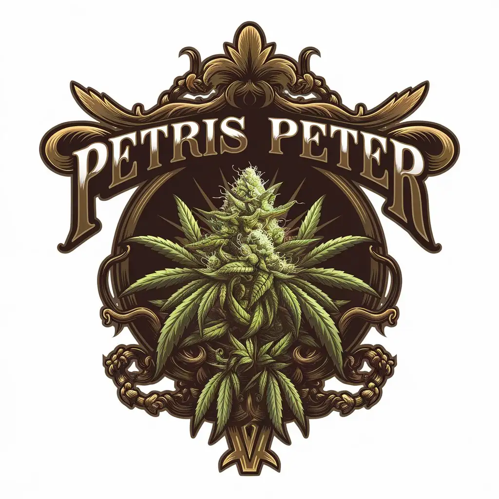 LOGO Design for Petris Peter Vector with Cannabis Bud Symbol and Clean Design