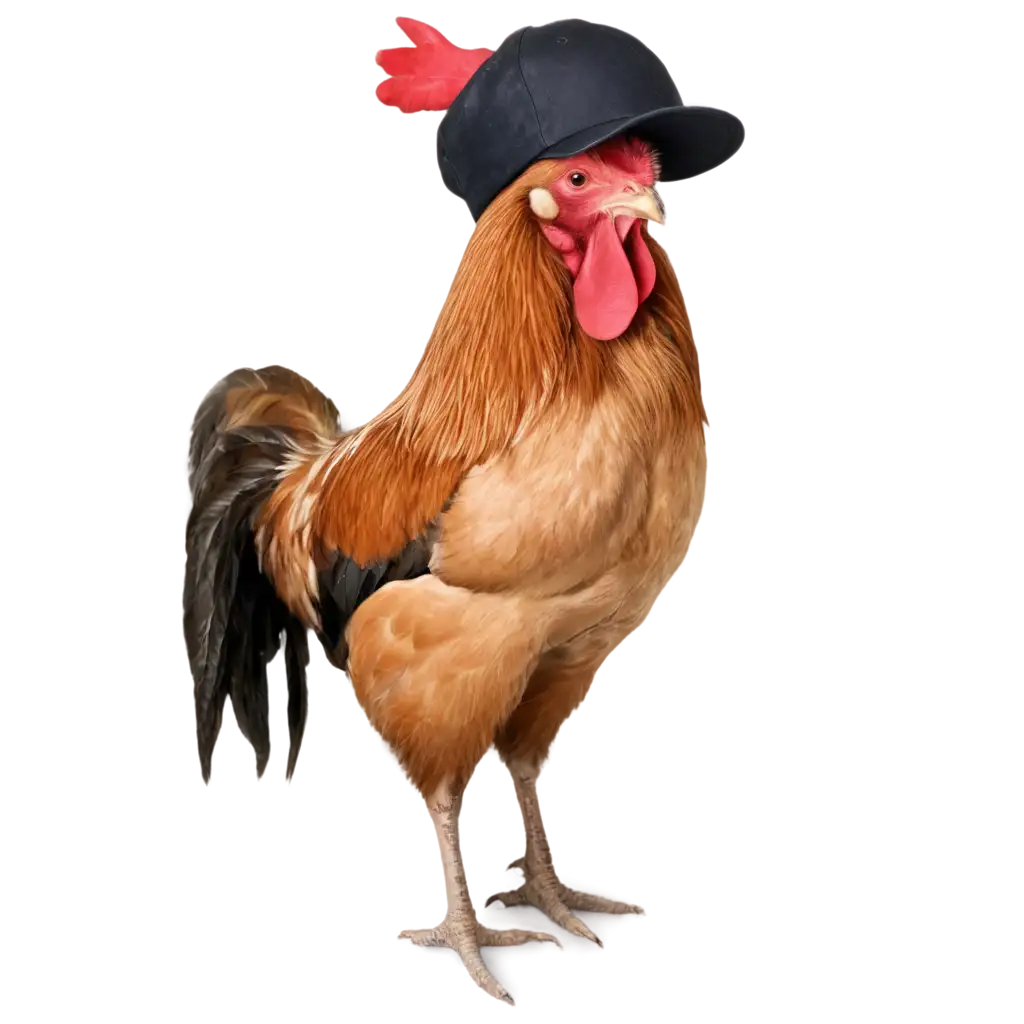 Rooster-Wearing-Black-Cap-PNG-Image-HighQuality-and-Versatile-for-Your-Creative-Projects