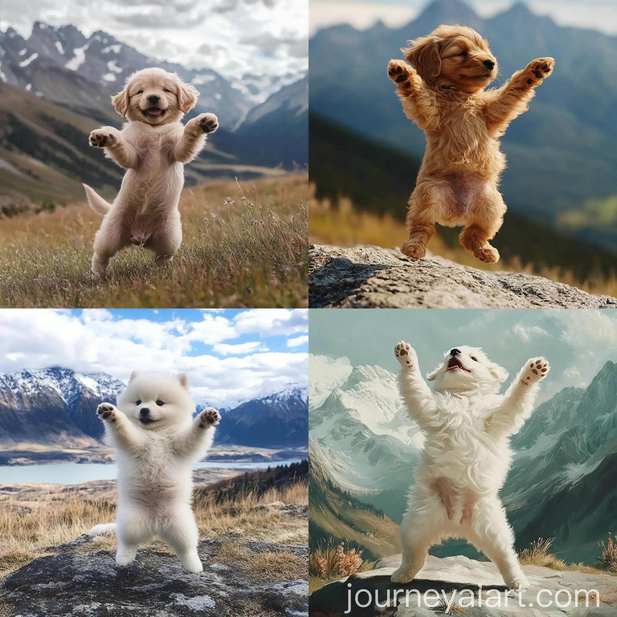 Joyful-Baby-Puppy-Dancing-in-Mountain-Landscape