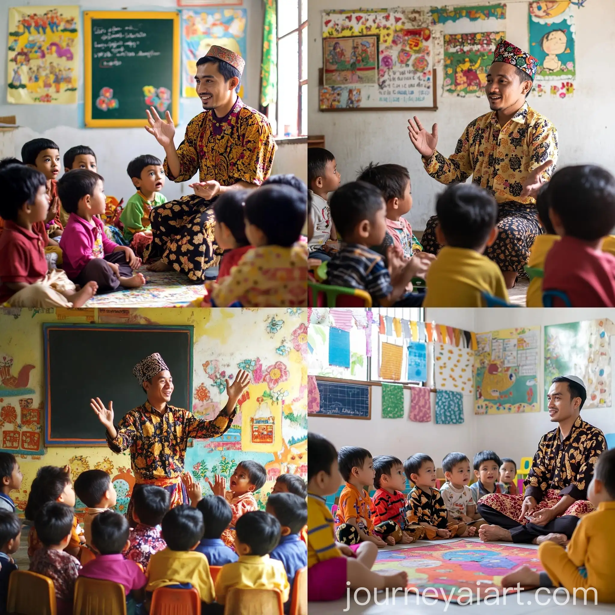 Bright-Kindergarten-Classroom-with-Indonesian-Teacher-and-Engaged-Children