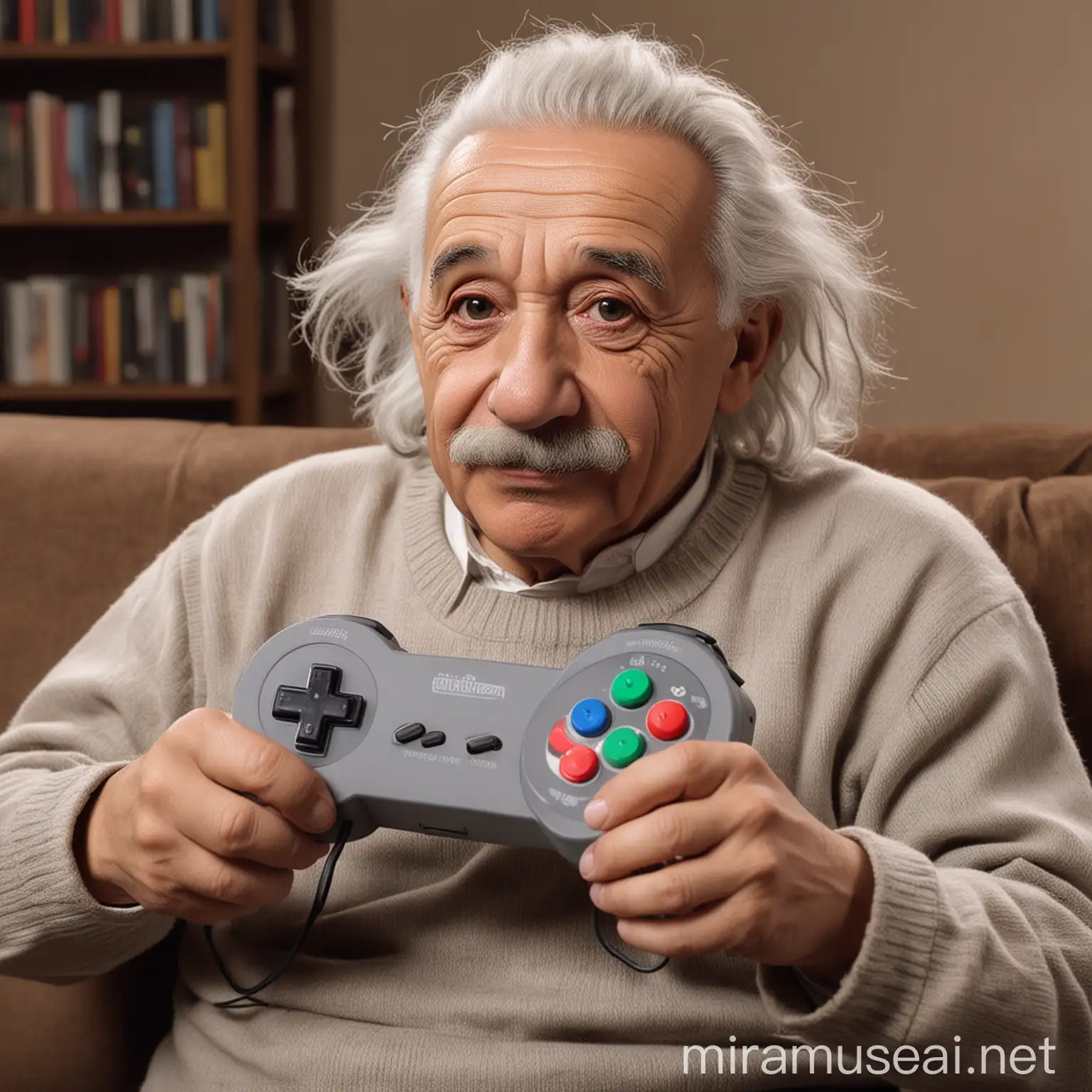 Albert Einstein Playing Super Nintendo