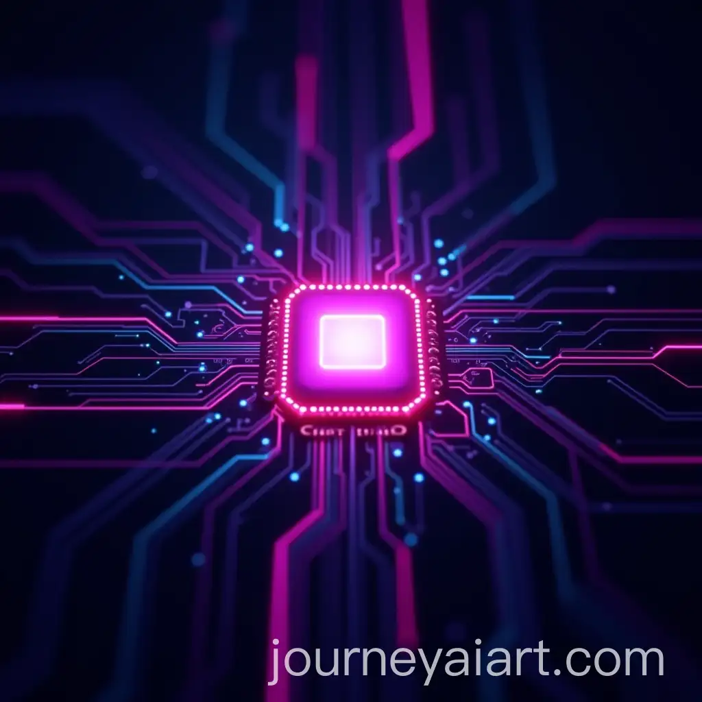 Futuristic-Glowing-Microchip-with-Neon-Pathways-on-Dark-Background