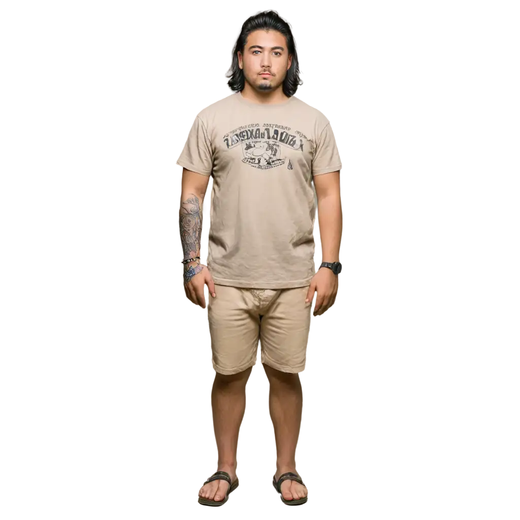 Indonesian-Guy-with-Mullet-and-Vintage-Style-PNG-Image-Chubby-Body-Tattoos-and-Casual-Outfit