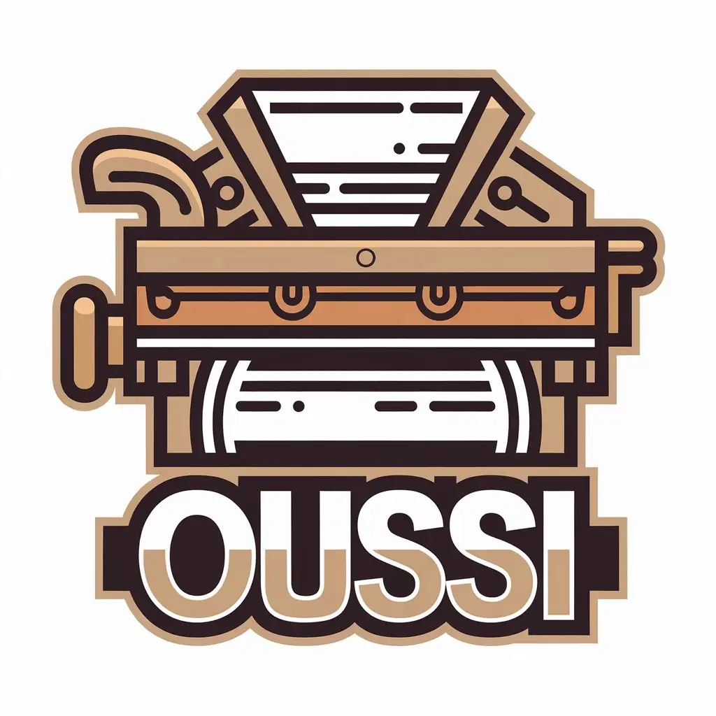 a vector logo design,with the text "Oussi", main symbol:print any design you want on clothes,Moderate,be used in printing clothes industry,clear background