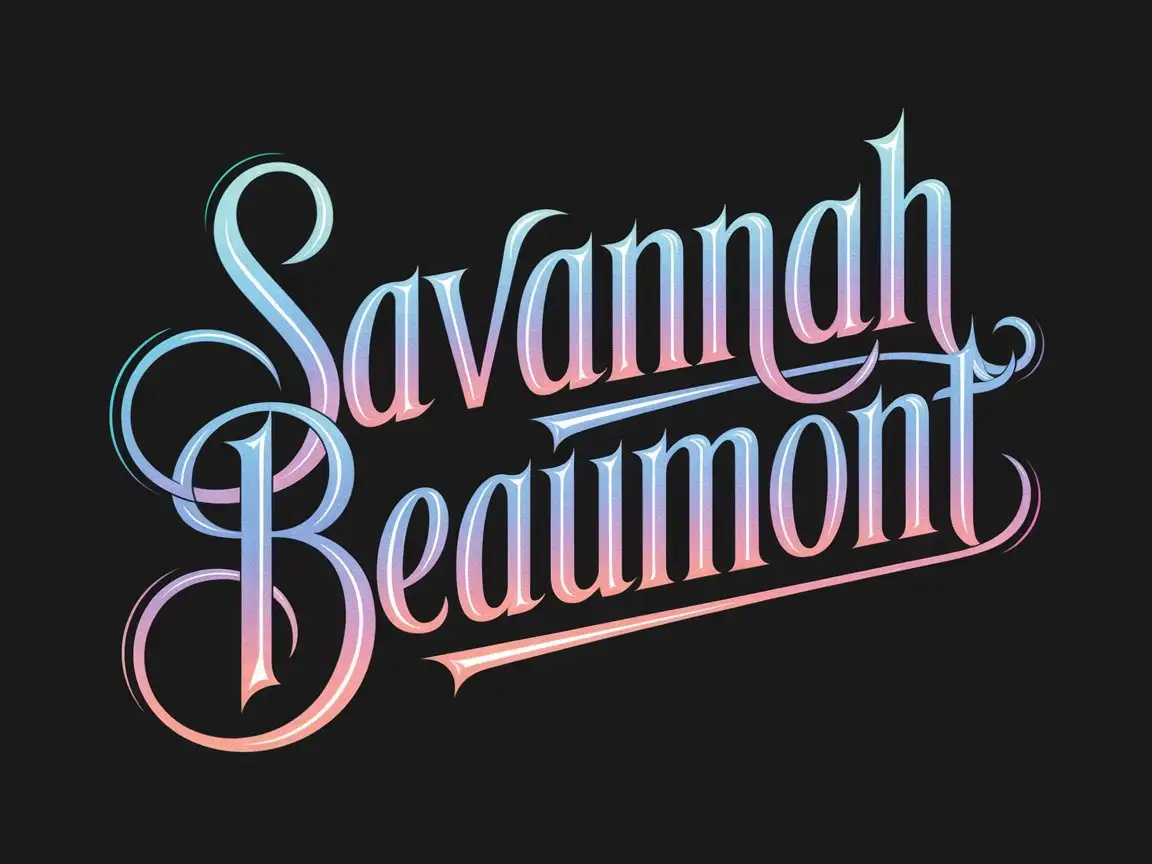 Crystal-Glass-Script-Text-Graphic-Savannah-Beaumont-with-Color-Spectrum-Flair