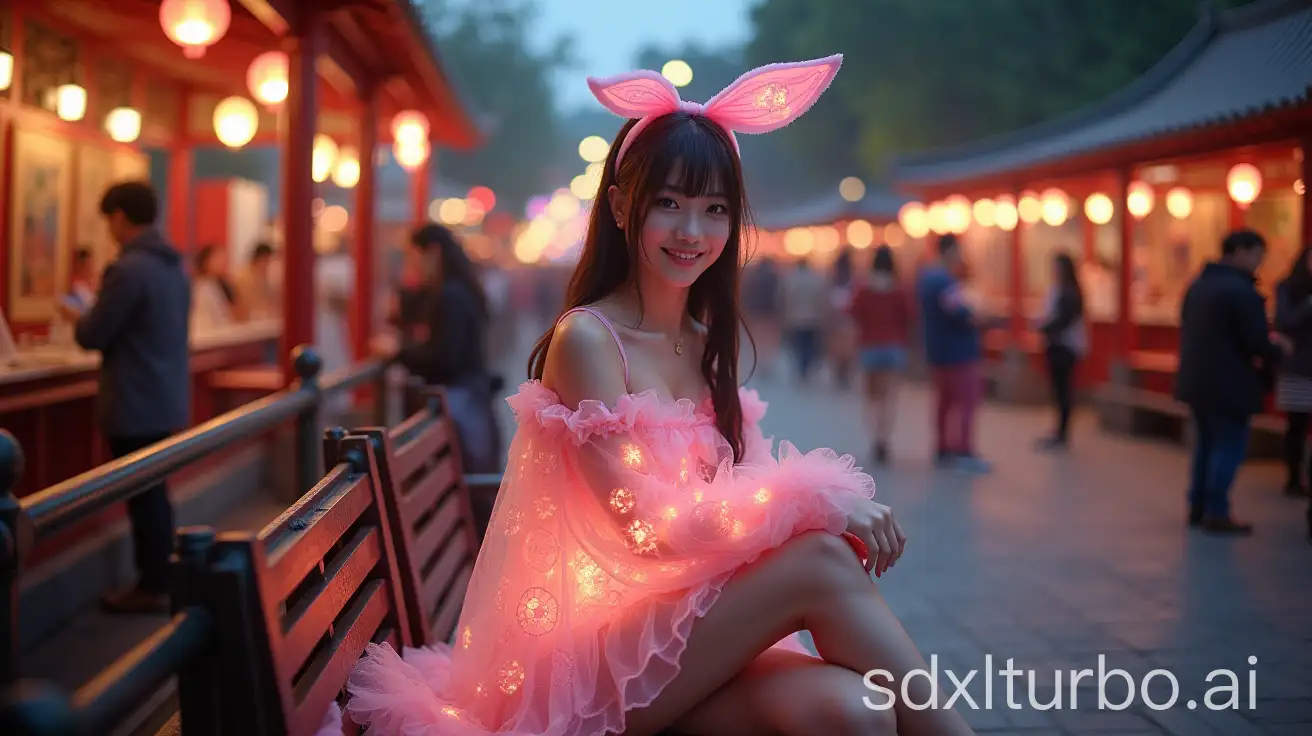 TJ-Rabbit-Smiling-in-Pink-Rabbit-Lace-Set-at-Dusk-Comic-Exhibition