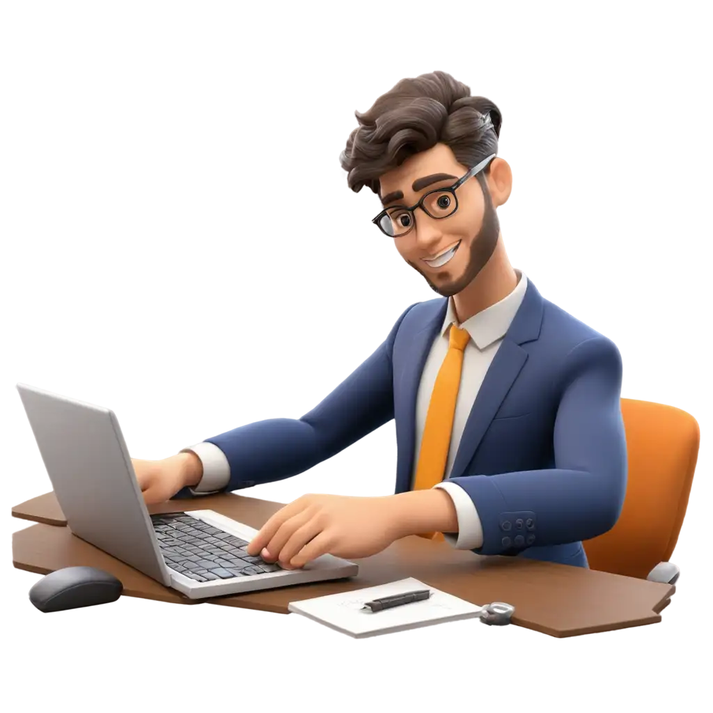 3D-PNG-Illustration-of-an-Accountant-Working-on-a-System-for-His-Client