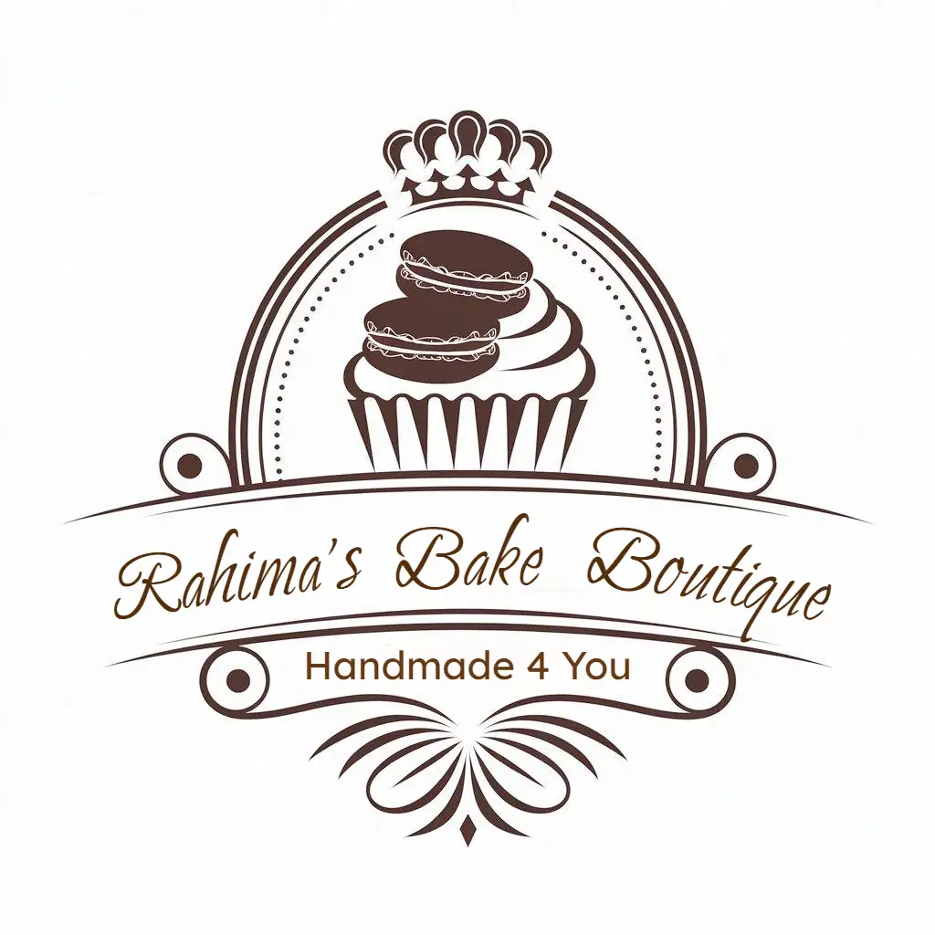 LOGO-Design-for-Rahimas-Bake-Boutique-Elegant-Macarons-and-Cupcakes-with-Kroon-Bakery-Theme