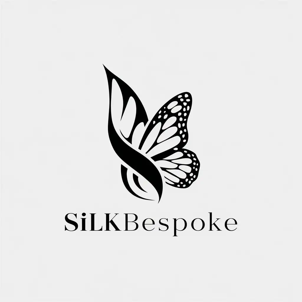 LOGO Design for SilkBespoke Classic Silk Butterfly Elements with Flowing Silk and Transformation Theme