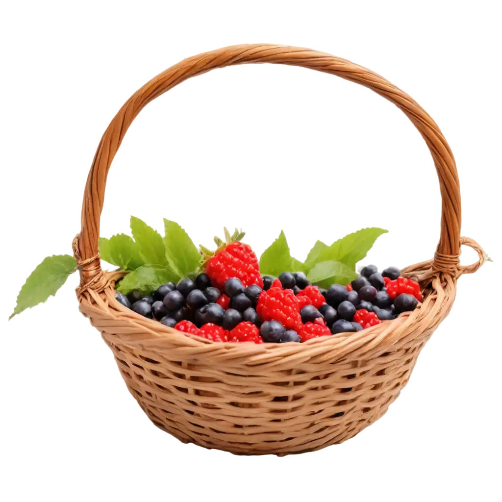 HighQuality-PNG-Image-of-a-Woven-Basket-with-Berries-for-Versatile-Uses