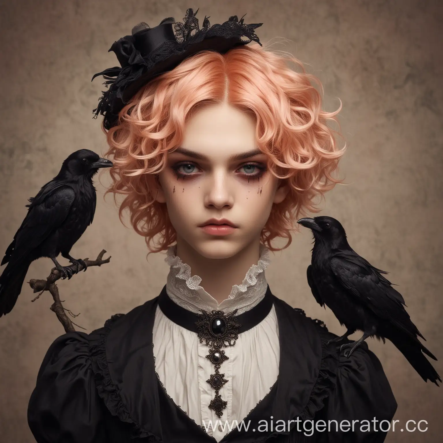 Victorian-Style-Boy-with-Peach-Wavy-Hair-and-Raven-Demon