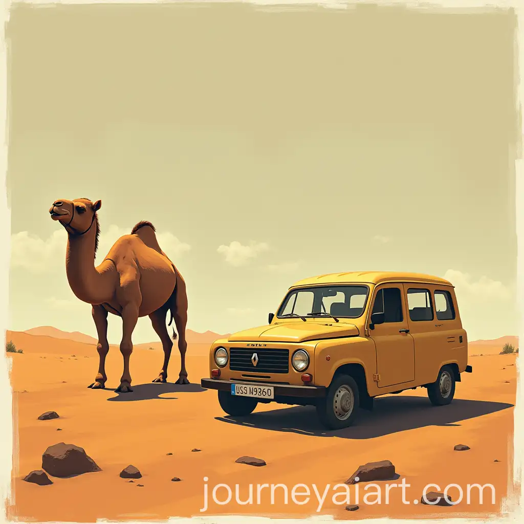 Vintage-Poster-Featuring-Camel-Cigarettes-Camel-and-First-Generation-Renault-Twingo