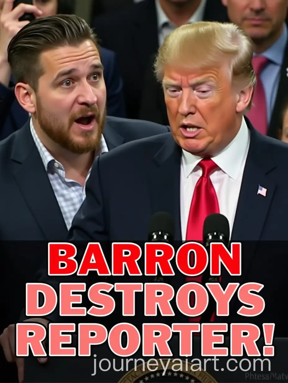 Barron-Trump-Responding-to-Reporter-at-Press-Conference-with-Shocked-Journalist