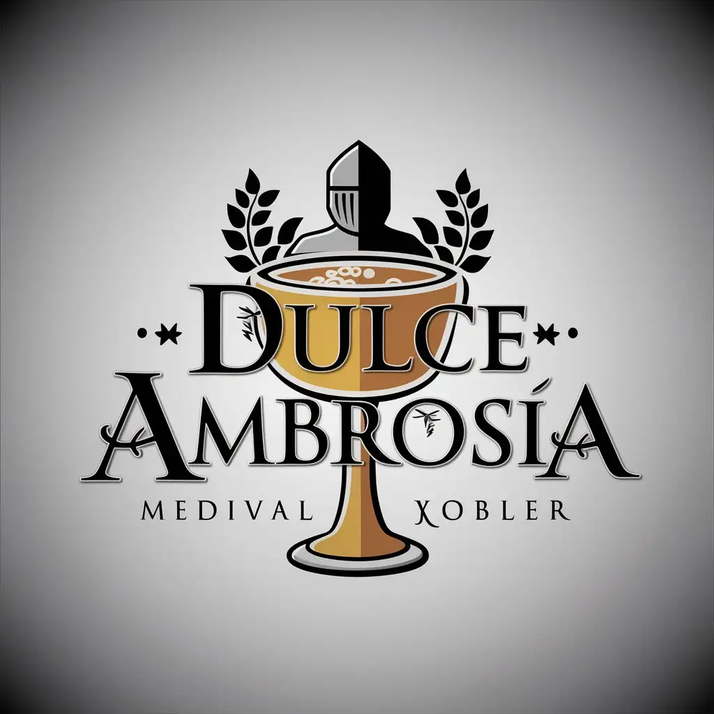 LOGO Design for Dulce Ambrosa Medieval Goblet with Knight and Laurels