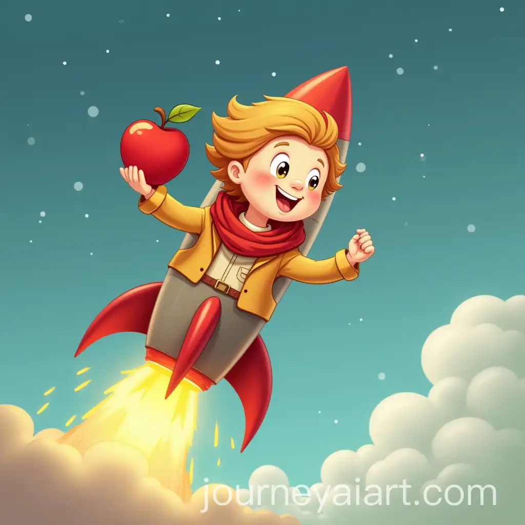 Young-Newton-Traveling-in-a-Rocket-with-an-Apple